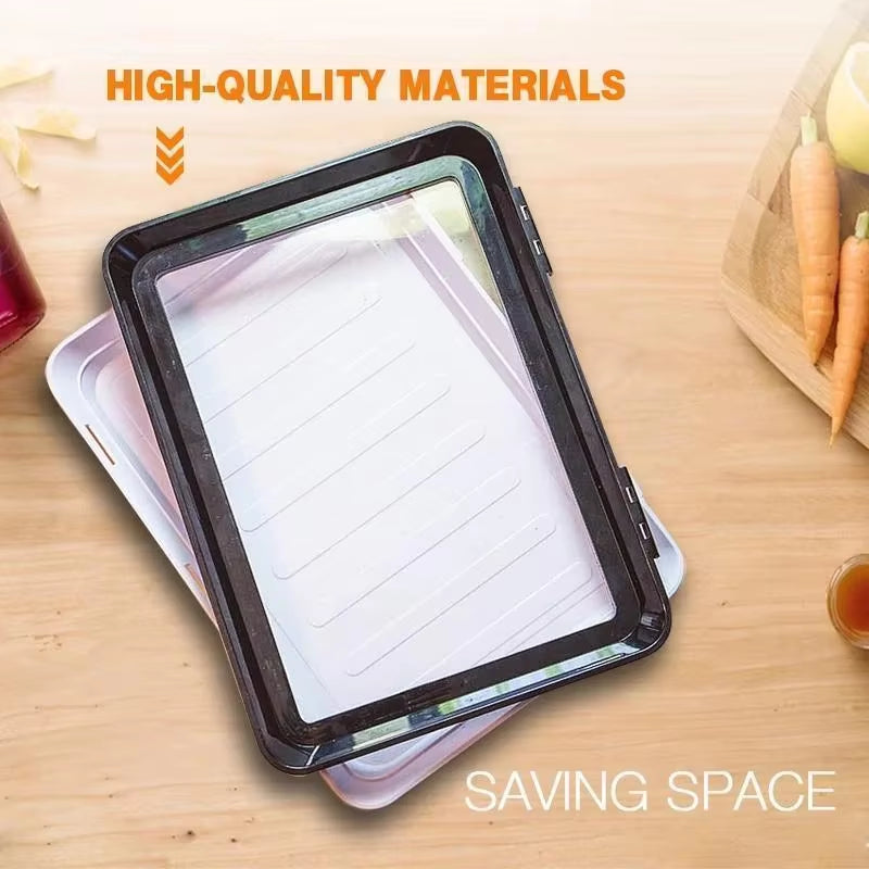 Food Preservation Tray BPA Free Reusable Stackable Food Tray Safety Plastic Food Refrigerator Storage Tray Keep Food Fresh Tray