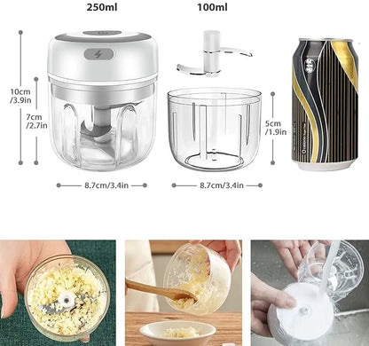 Electric Garlic Grater Mini Chopper USB Charging Vegetable Ginger Onion Mixer Masher Crusher Food Grade Stainless Steel Blenders