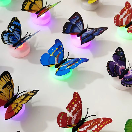 3D Butterfly Wall Stickers Cute Small Play Decor Diy Wholesale Led Decorative Walls Lamp Home Decoration Pasteable 3D Creative