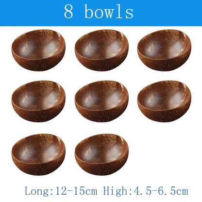 Natural Coconut Bowl 12-15Cm Handmade Wooden Tableware Wood Spoon Dessert Fruit Salad Mixing Rice Ramen Bowl Kitchen Dinnerware