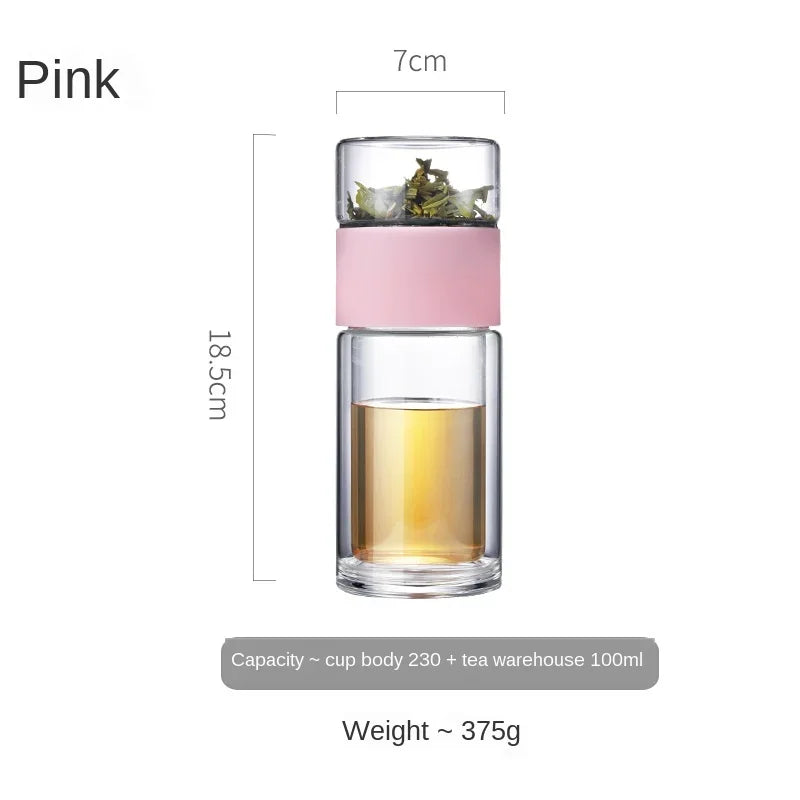 Oneisall Tea Water Bottle Travel Drinkware Portable Double Wall Glass Tea Infuser Filters the Tea Filter Tumbler Stainless Steel