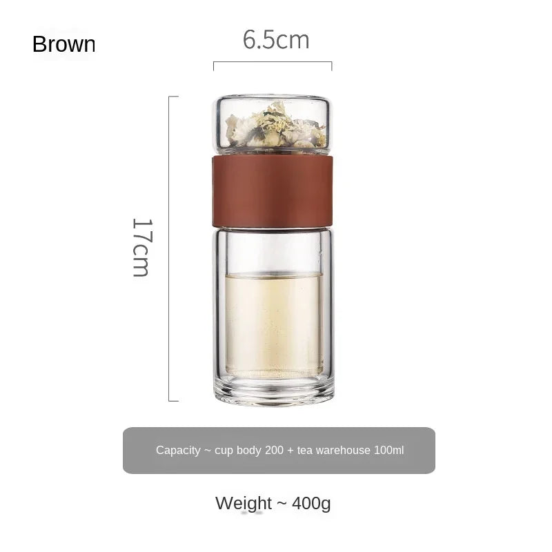 Oneisall Tea Water Bottle Travel Drinkware Portable Double Wall Glass Tea Infuser Filters the Tea Filter Tumbler Stainless Steel