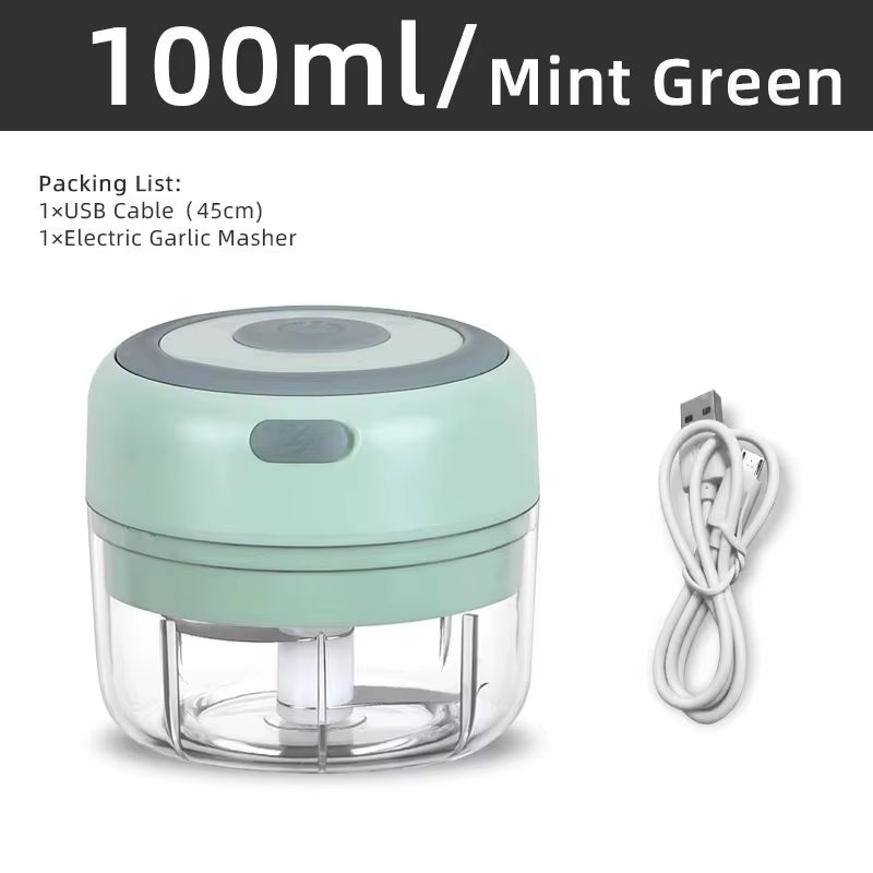 Electric Garlic Grater Mini Chopper USB Charging Vegetable Ginger Onion Mixer Masher Crusher Food Grade Stainless Steel Blenders