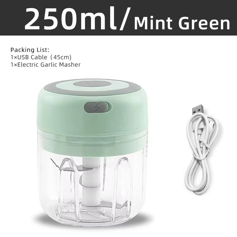 Electric Garlic Grater Mini Chopper USB Charging Vegetable Ginger Onion Mixer Masher Crusher Food Grade Stainless Steel Blenders