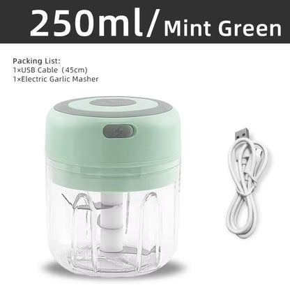 Electric Garlic Grater Mini Chopper USB Charging Vegetable Ginger Onion Mixer Masher Crusher Food Grade Stainless Steel Blenders