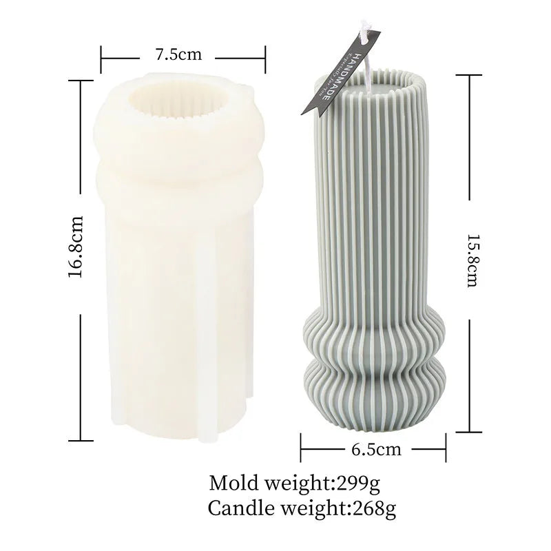 Cylindrical Tall Pillar Candle Molds Ribbed Aesthetic Twist Silicone Mould Geometric Abstract Decora Mold Gifts Craft Home Decor