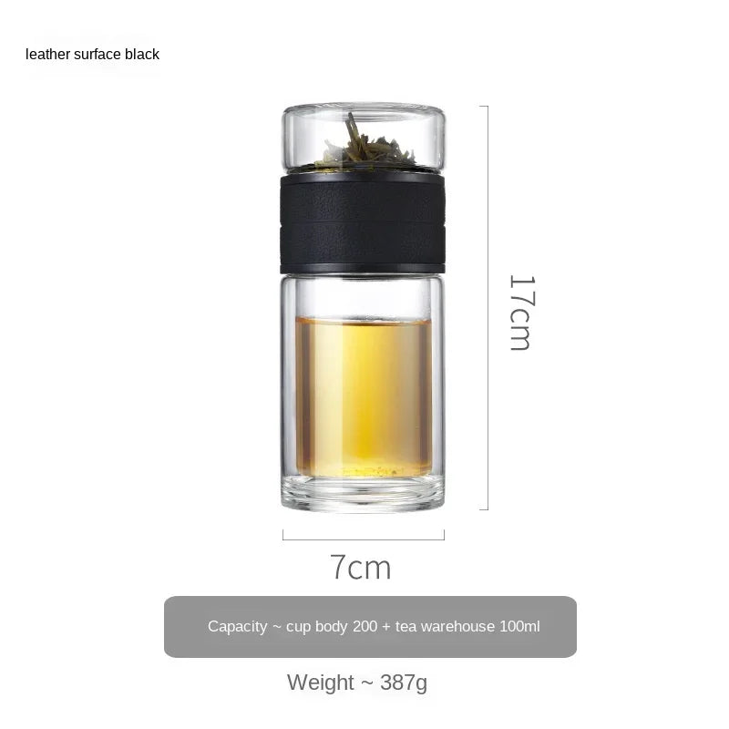 Oneisall Tea Water Bottle Travel Drinkware Portable Double Wall Glass Tea Infuser Filters the Tea Filter Tumbler Stainless Steel